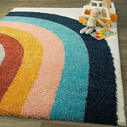Kashyapa Rugs Collection- Rainbow Multicolor 3D Classical Shaggy Carpet.