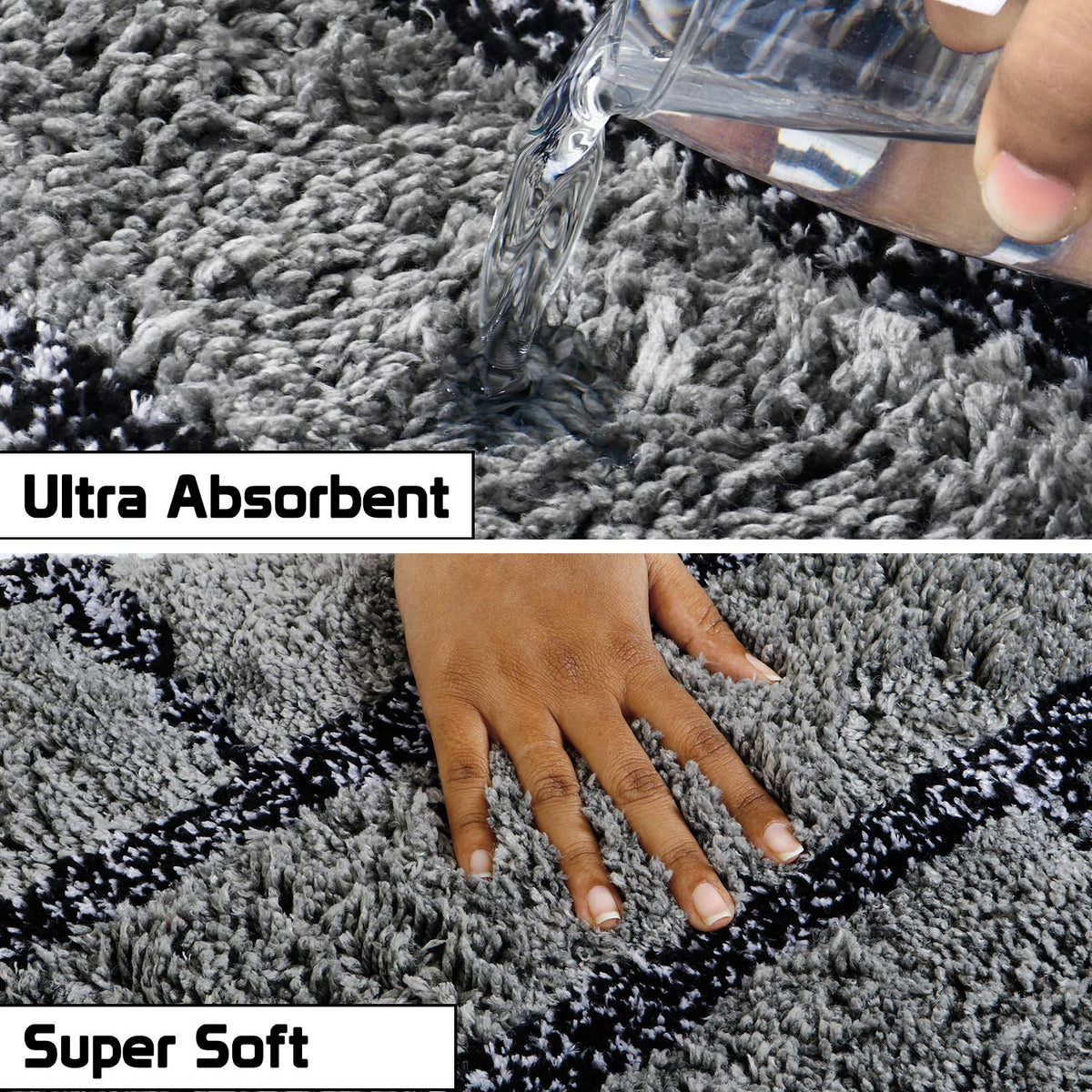 Black & Grey Microfiber Door Mats for Home & Office