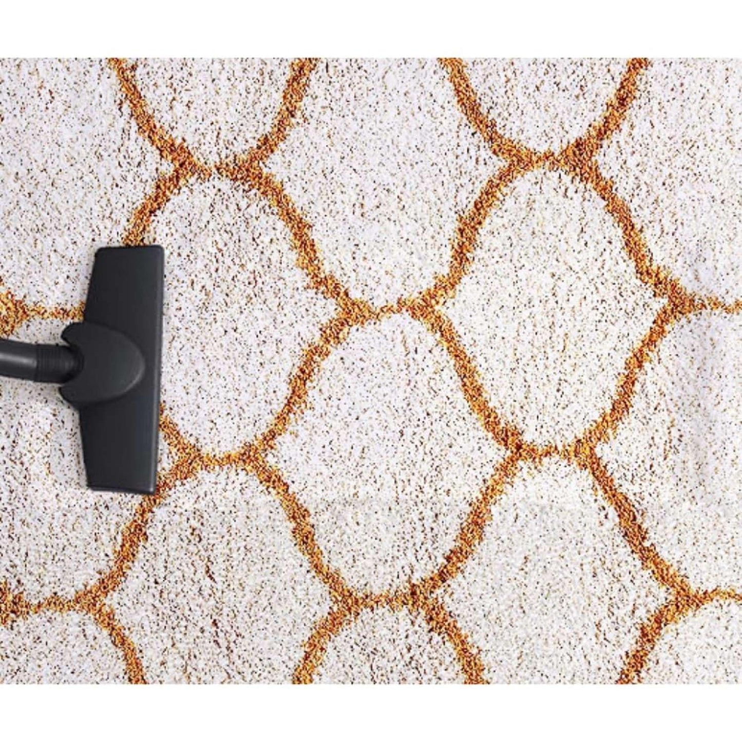 Premium Mustard-Ivory Moroccan Style Shaggy Rug – Plush Soft Touch, Non-Slip Rubber Base