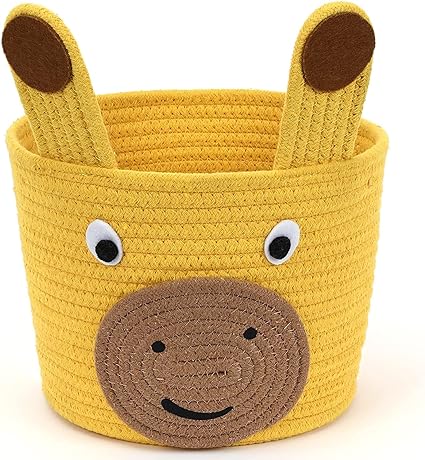 Kashyapa Rugs Collection - Animal Storage Basket for Kids, Giraffe Rope Storage Basket for Baby Diaper, Stuffed Animal Storage Bin Rope Basket for Kids Toy, Baby Laundry Baskets (Giraffe)