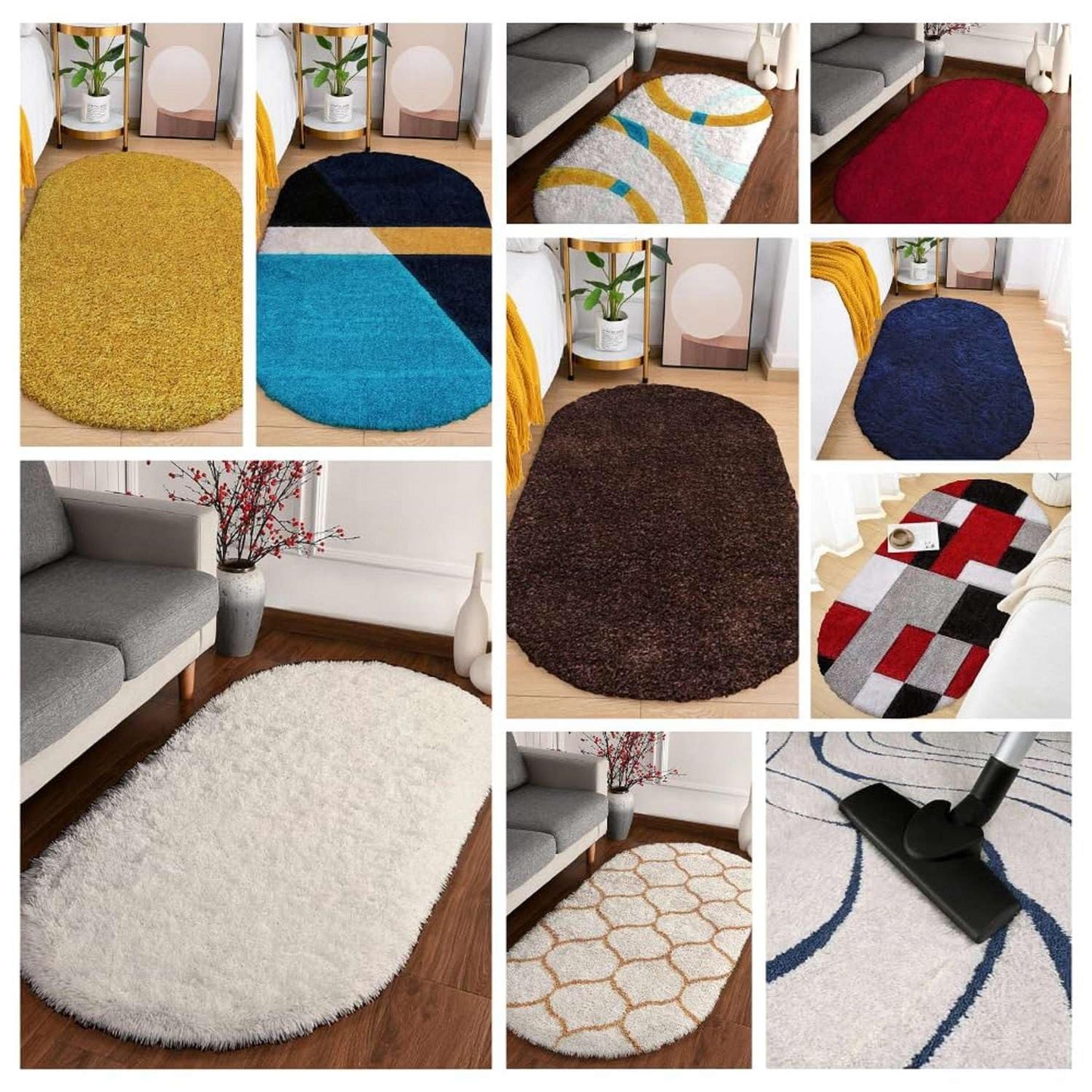 Premium Mustard-Ivory Moroccan Style Shaggy Rug – Plush Soft Touch, Non-Slip Rubber Base