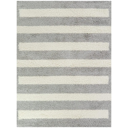 Ivory With Grey Shaggy Rug For Soft touch Microfiber Hand tufted Carpet