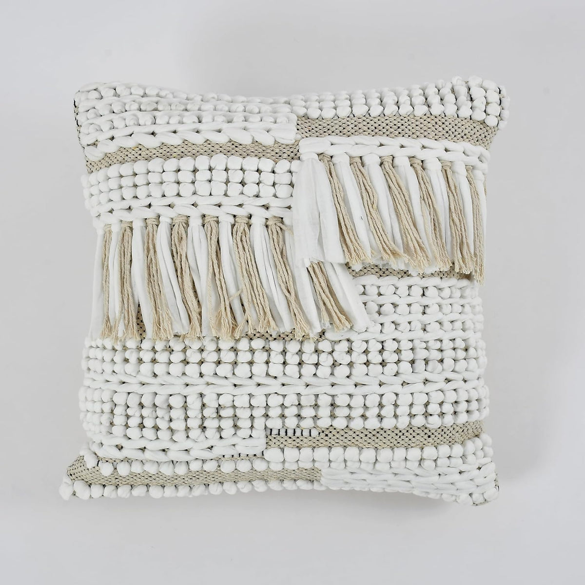 Boho Cushion Cover Handmade Design work Home Decorative Pit Loom Striped Pillow Covers for Sofa, Couch . (Set of 1)