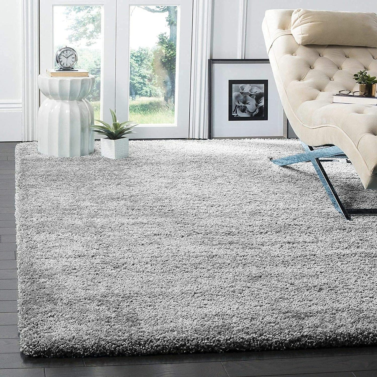 Gorgeous Super Soft Microfiber Silk Touch Rugs/ Plane Silver Grey Fluffy Rug