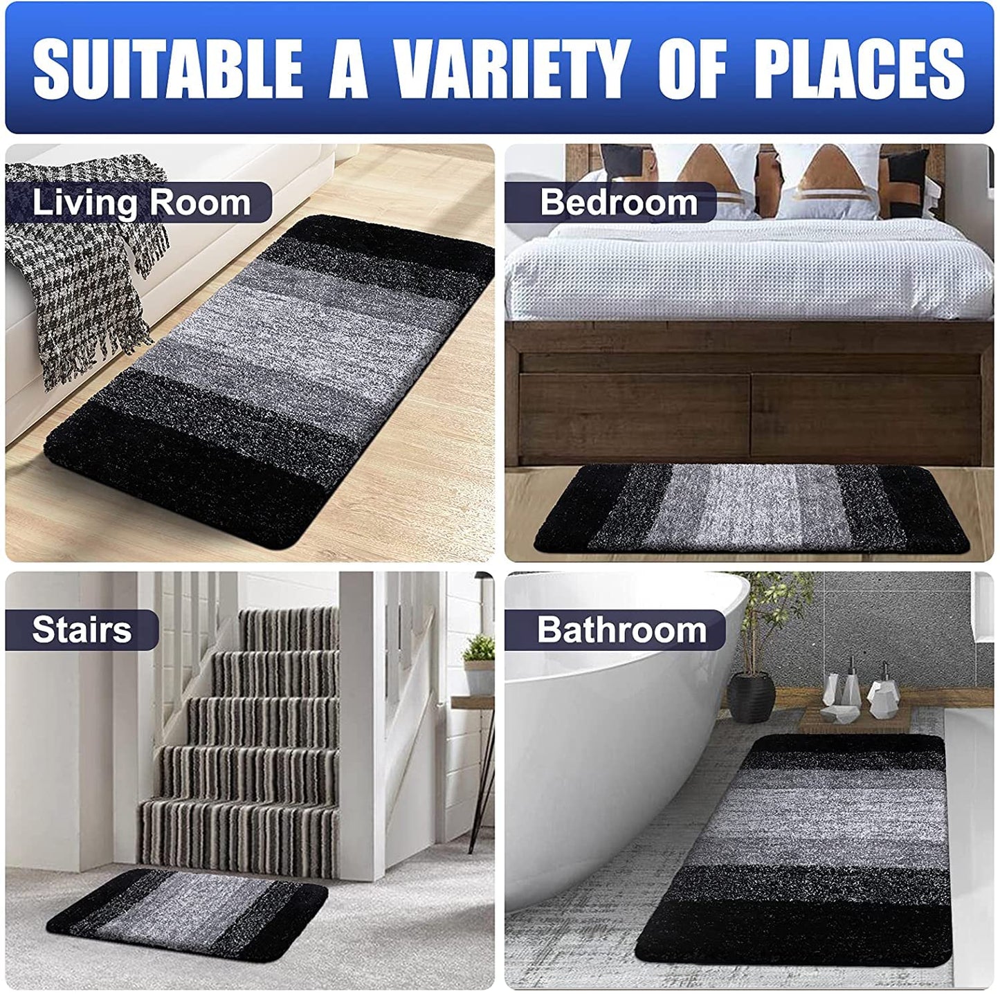 Affordable Mat for Floor Multicolour Super Soft Microfiber Door Mats for Home & Office