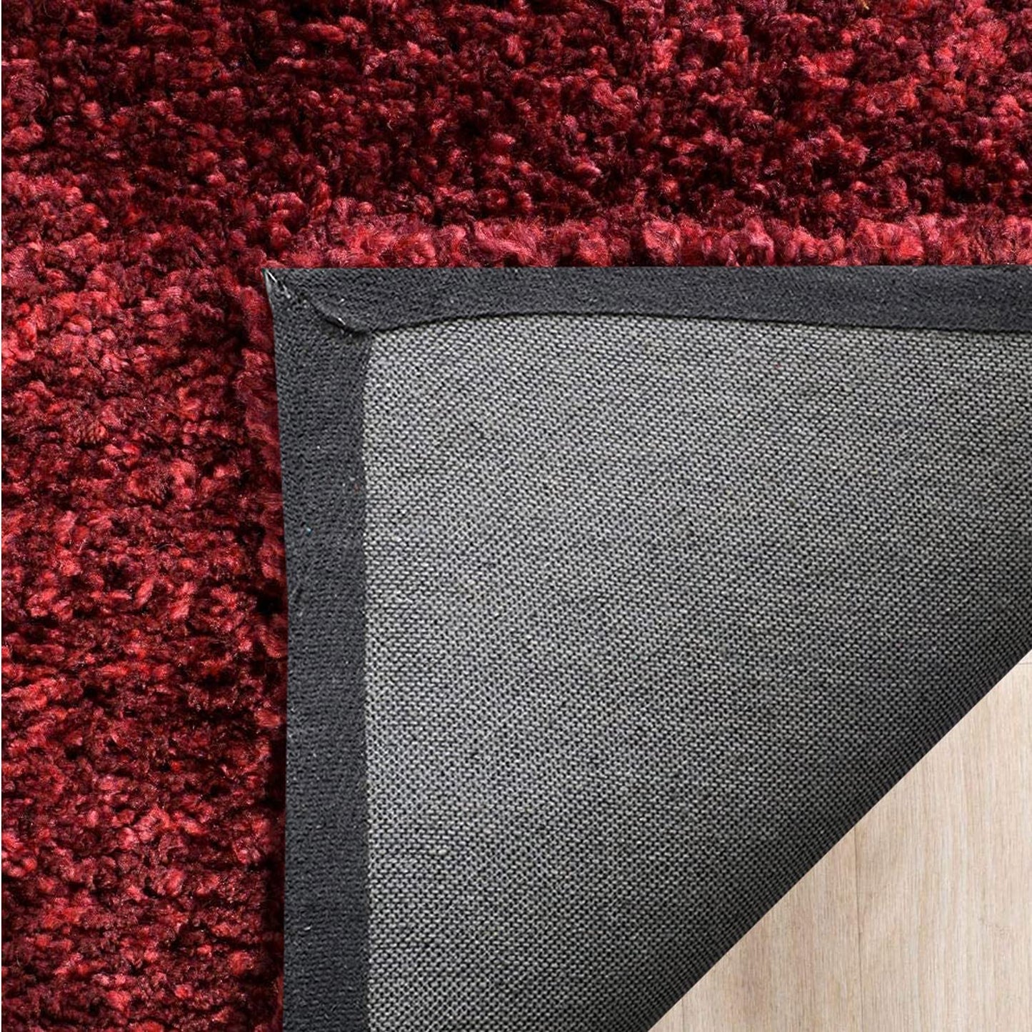 Diamond Shaggy Rug for Bedroom Red with Ivory Lines/ Microfiber Hand tufted Carpet