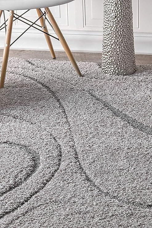 Kashyapa Rugs Collection - Silver Grey Super Soft Microfiber Silk Touch  Loom Tufted Shaggy Rug.