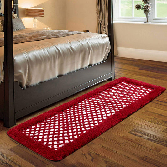 Red and White Beautiful Premium Microfiber Bedside Runner
