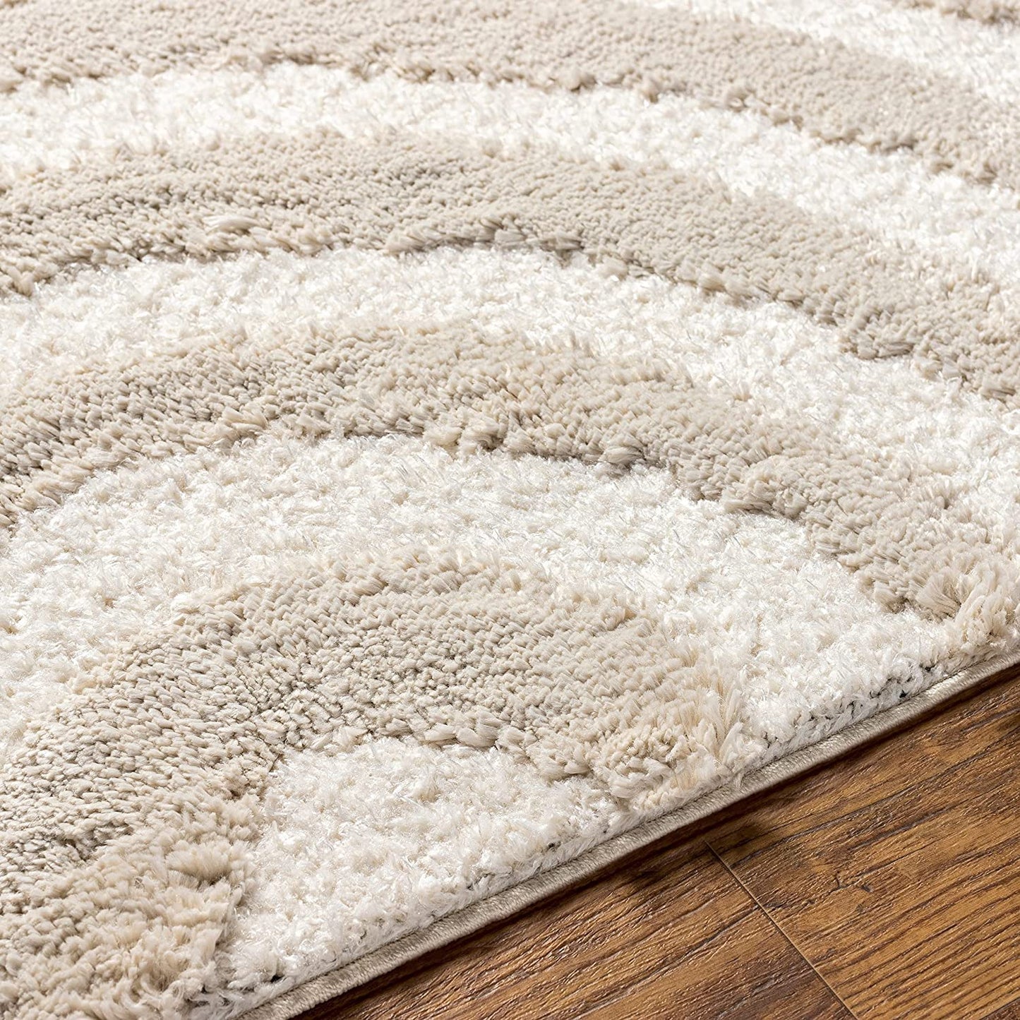 Kashyapa Rugs Collection - Beige with Ivory Extra Soft Luxury Area Rug Fluffy Carpet Living Room, Bed Room childroom Shag Carpet and Hall