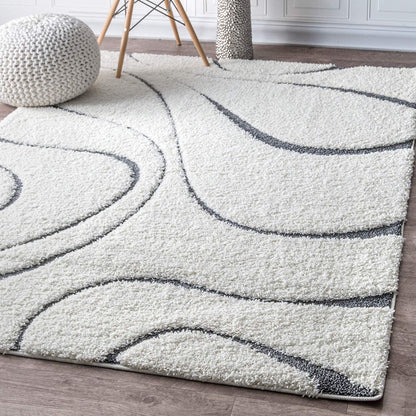 Kashyapa Rugs Collection- Micro Weaves Carpet Ivory With Grey Double Shade Modern Area Rug.