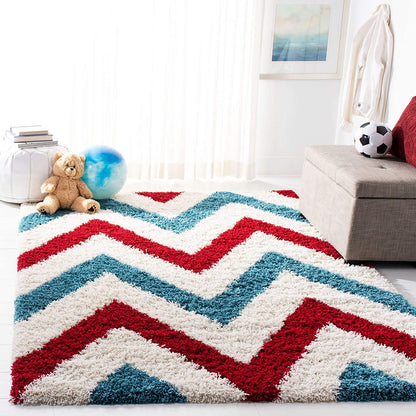 Kashyapa Rugs Collection-Super Soft Micro Multi Colour zigzag Pattern Area Loom Tufted Carpet.