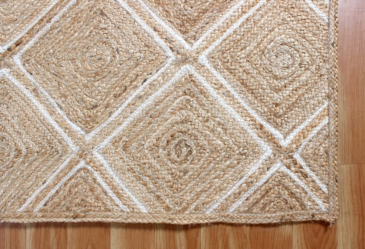 Kashyapa Rugs Collection-Natural jute Diamond Design Rug.