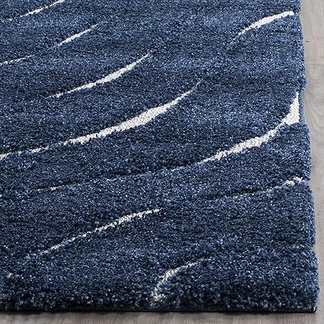 Kashyapa Rugs Collection- Micro Navy Blue Waves Carpets.