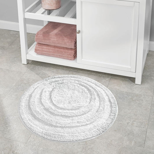Kashyapa Rugs Collection- White Soft Microfiber Round Carpet.