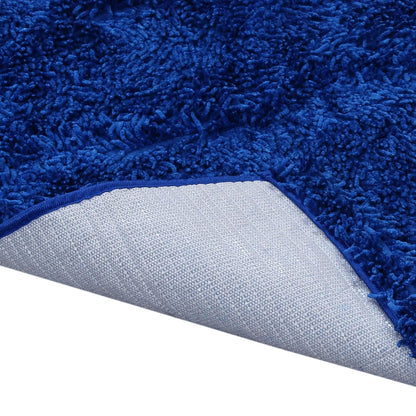 Blue colour 2 Inch long Pile Premium Microfiber Bedside Runner - Soft Feel, Anti-Skid Rubber Backing
