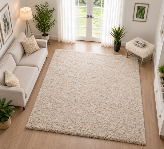 Premium Beige Microfiber Carpet – 2-Inch Pile, Luxurious Soft Touch, Anti-Skid Backing