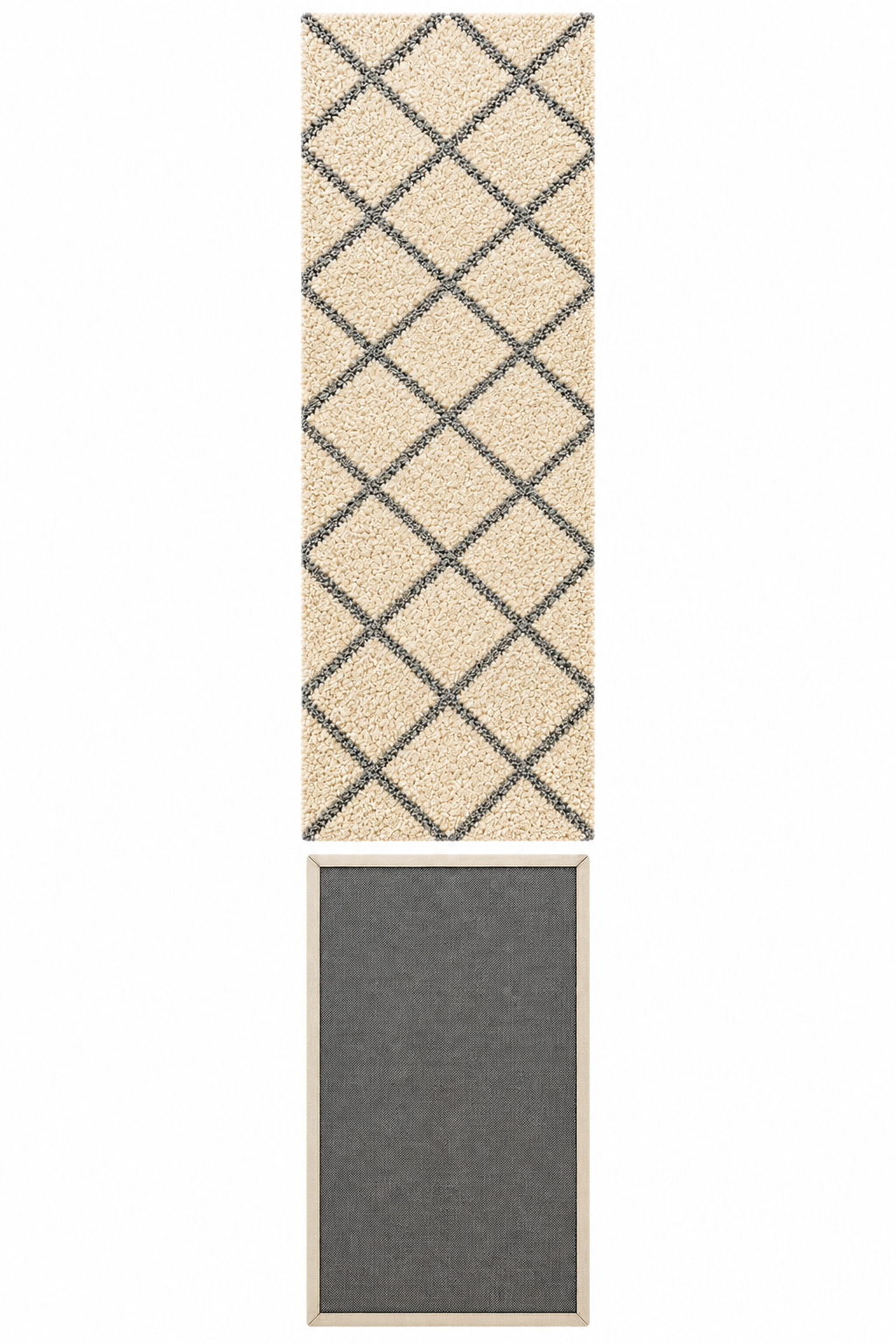 Ivory with Grey Beautiful Premium Micro Runner - Soft Feel, Anti-Skid Backing