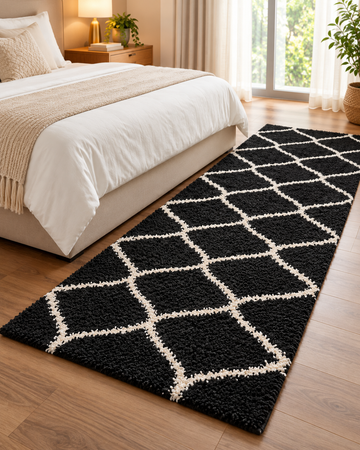 Black with Ivory Beautiful Premium Micro Runner - Soft Feel, Anti-Skid Backing