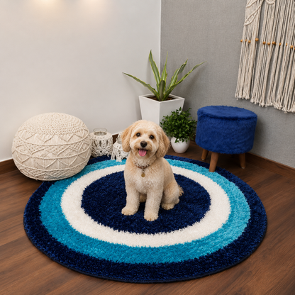 Multi Colour Soft Handmade Round Shaggy Carpet