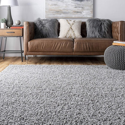 Kashyapa Rugs Collection - Gorgeous Super Soft Microfiber Silk Touch Rugs/ Plane Silver Grey Fluffy Rug