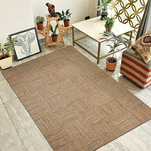 Kashyapa Rugs Collection-Natural jute Cross Area Rug.