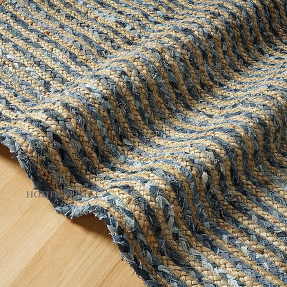 Jeans With Natural Jute Hand Braided Rugs.