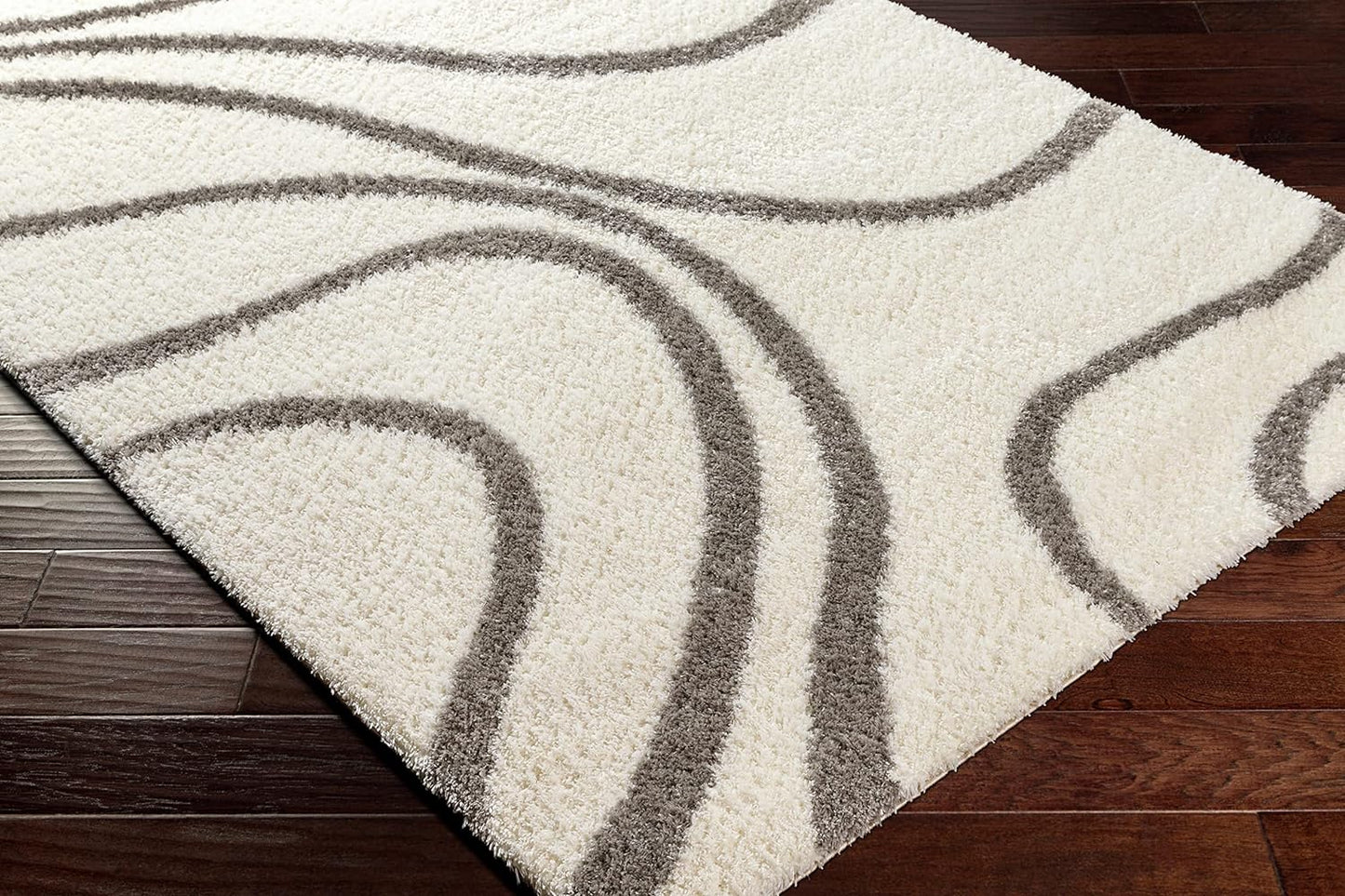 Luxury Area Rugs Microfiber Handmade Loom Tufted Bouton Shag Ivory Living Area Rug