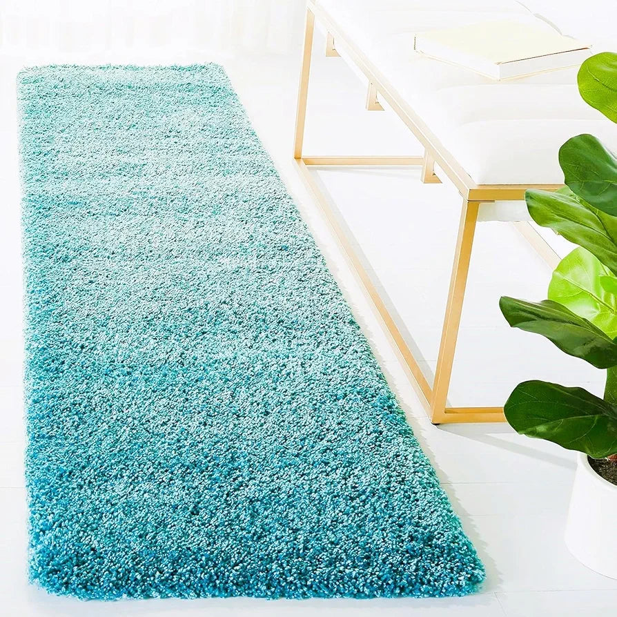 Ice Blue 2 Inch long Pile Premium Micro Runner - Extra Soft Feel, Anti-Skid Rubber Backing