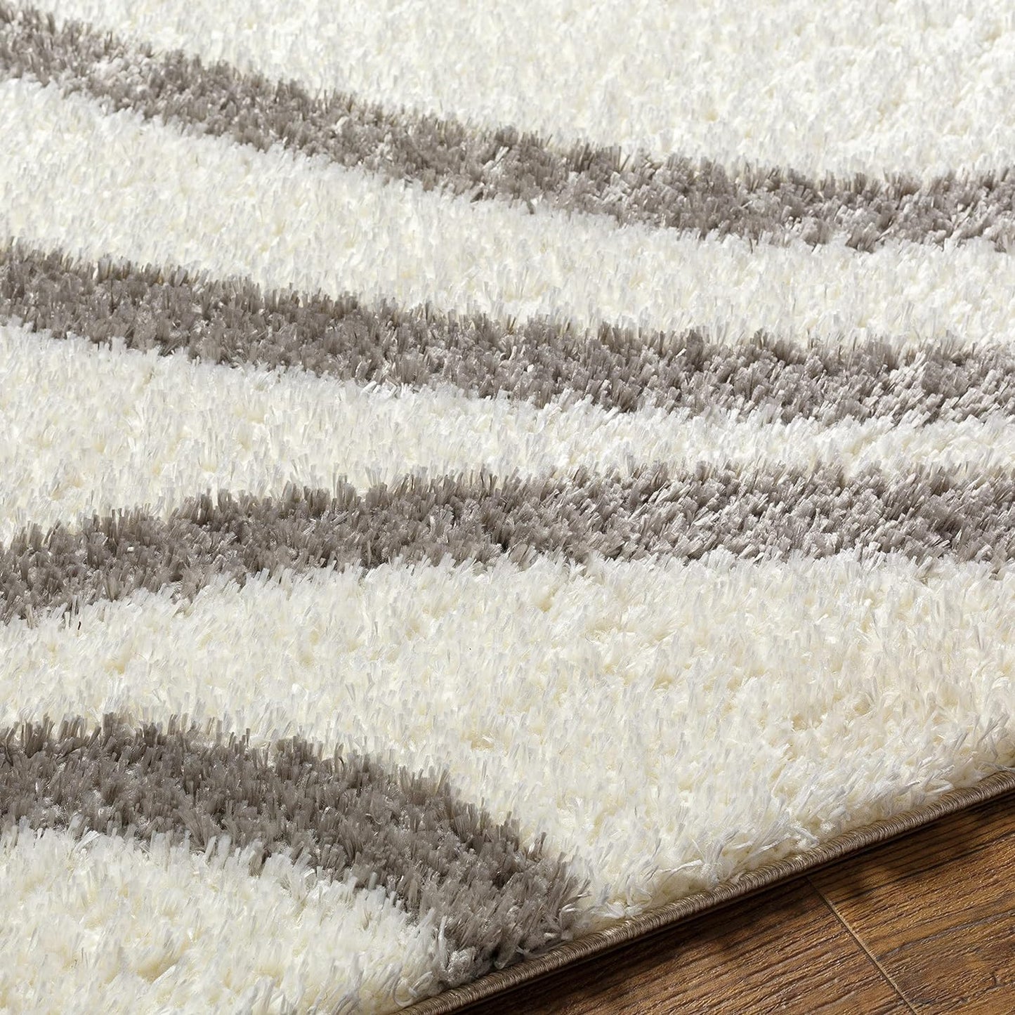 Luxury Area Rugs Microfiber Handmade Loom Tufted Bouton Shag Ivory Living Area Rug
