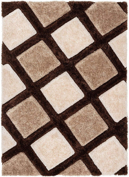Kashyapa Rugs Collection - Coffee & Beige Luxurious 3D Shaggy Rug Carpets