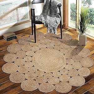 Kashyapa Rugs Collection-Natural jute round Braided  Area Rug.