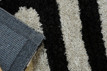 Kashyapa Rugs Collection -Black & Grey Micro + Polyester Shaggy Super Soft Rug Hand tufted Carpet Bedside Runner.