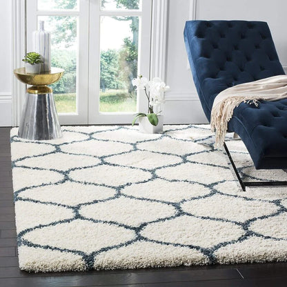 Kashyapa Rugs Collection- Micro Moroccan Lattice Carpet In Cream And Grey. | Perfect Carpet for Living Room | Bedroom