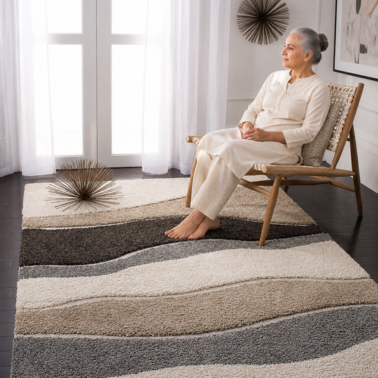 Premium Multicolor Combo Hand-Tufted Shaggy Rug – Soft Comfort with Anti-Skid Rubber Backing