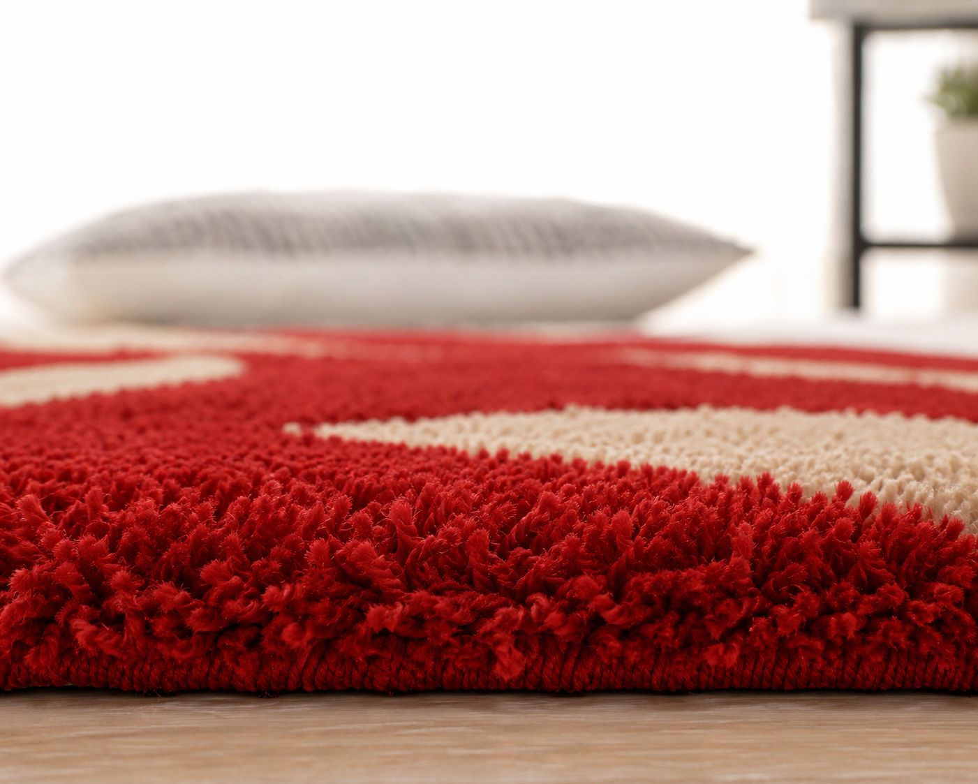 Red and Beige Leaf Beautiful Premium Microfiber Bedside Runner