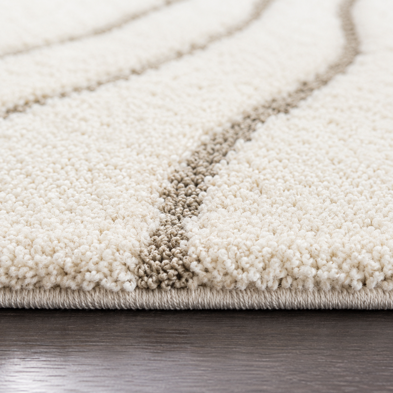 White and Beige Beautiful Premium Microfiber Bedside Runner - Soft Feel, Anti-Skid Rubber Backing