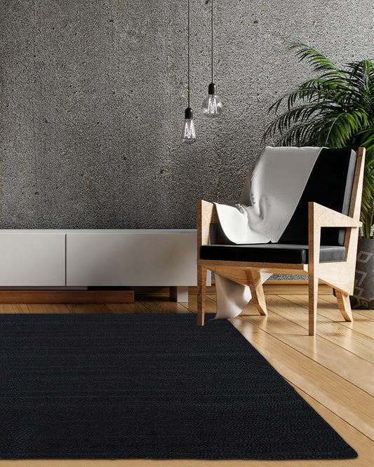 Braided Natural  Black Jute Ecofriendly Carpet Rectangular-Boho Collection -premium Look-Multiple Sizes