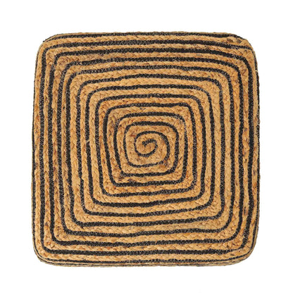 Eco-Friendly Jute Pouf – Handwoven Natural & Black Accent for Living Room