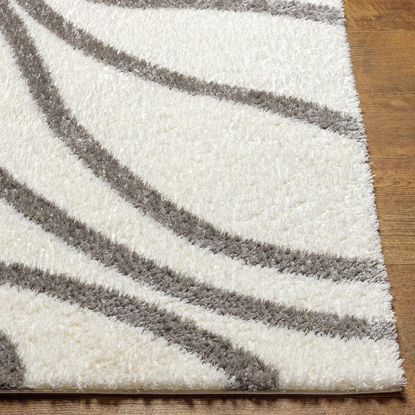 Luxury Area Rugs Microfiber Handmade Loom Tufted Bouton Shag Ivory Living Area Rug