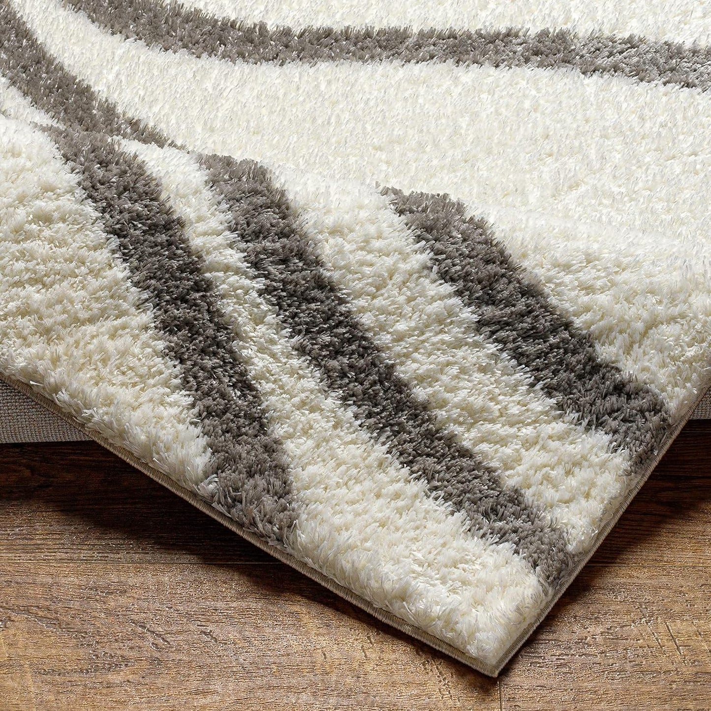 Luxury Area Rugs Microfiber Handmade Loom Tufted Bouton Shag Ivory Living Area Rug