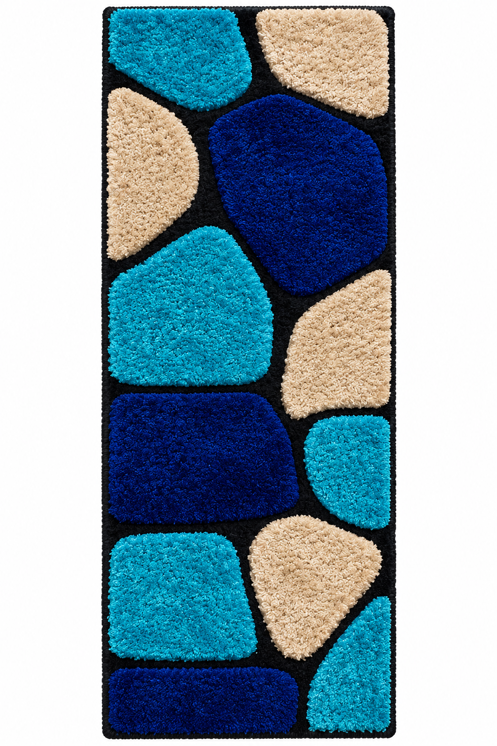 Blue Stones  Bedside Runner – Soft Microfiber, Anti-Skid Rubber Backing