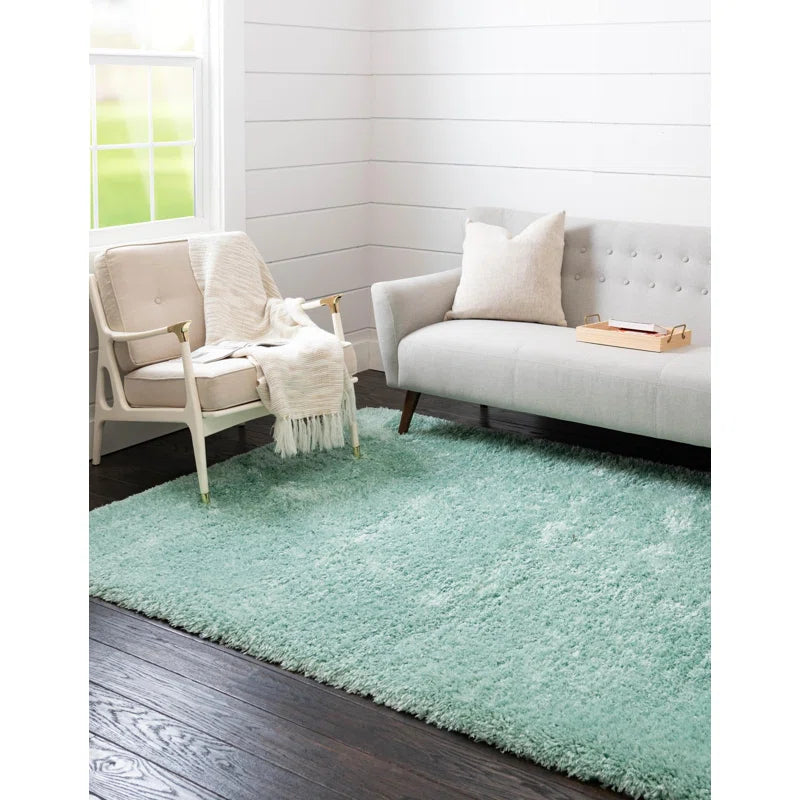 Super Soft Microfiber Hand tufted Silk Touch Plane Luxury Living Area, Childroom & Bedroom Rug. ( Light Green Sky )