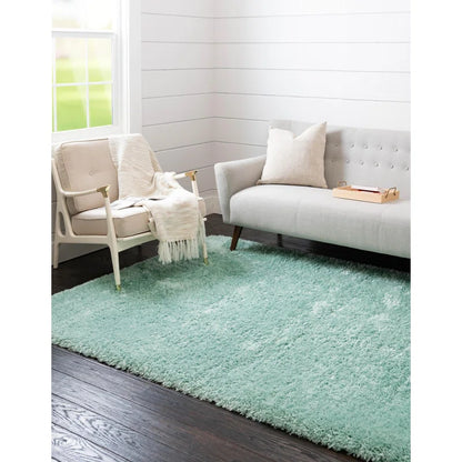 Super Soft Microfiber Hand tufted Silk Touch Plane Luxury Living Area, Childroom & Bedroom Rug. ( Light Green Sky )