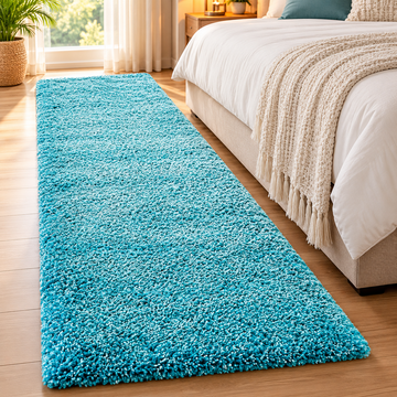 Ice Blue 2 Inch long Pile Premium Micro Runner - Extra Soft Feel, Anti-Skid Rubber Backing