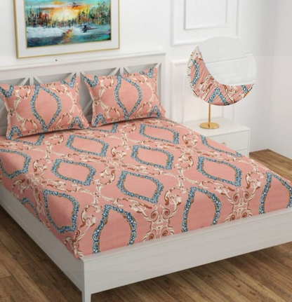 Kashyapa Rugs - Premium Cotton Red Boss Fitted Bedsheet – Double Bed Size with 2 Pillow Covers