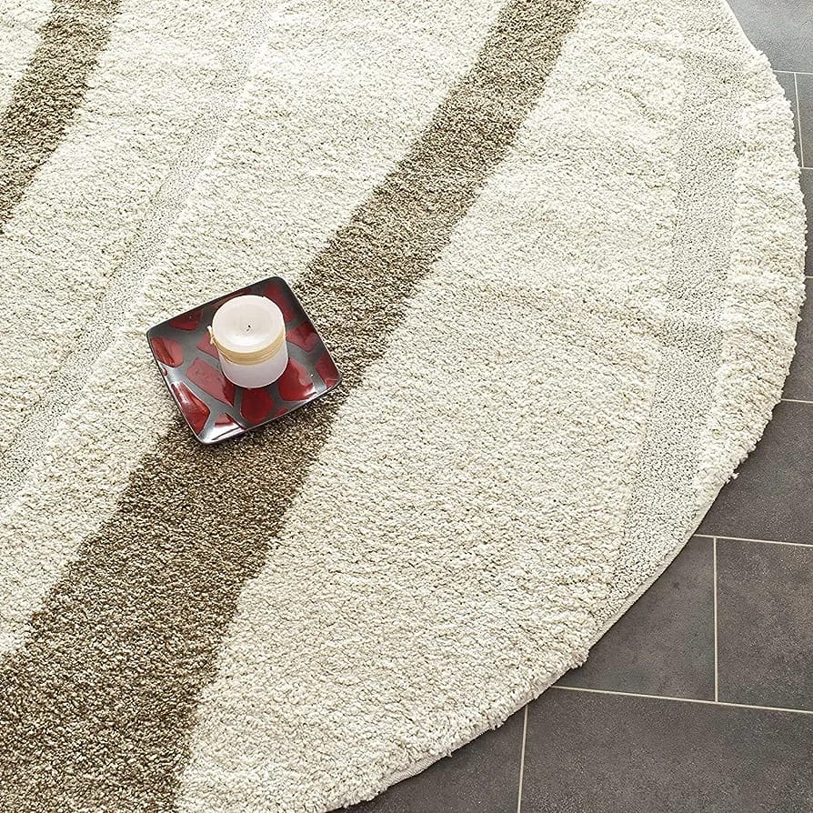 Ivory with beige Color Soft Shaggy Carpet