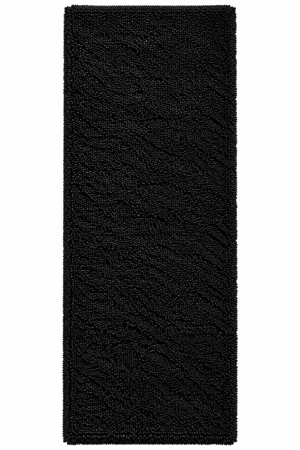 Beautiful Black 2 Inch long Pile Premium Microfiber Bedside Runner -  Soft Feel, Anti-Skid Backing