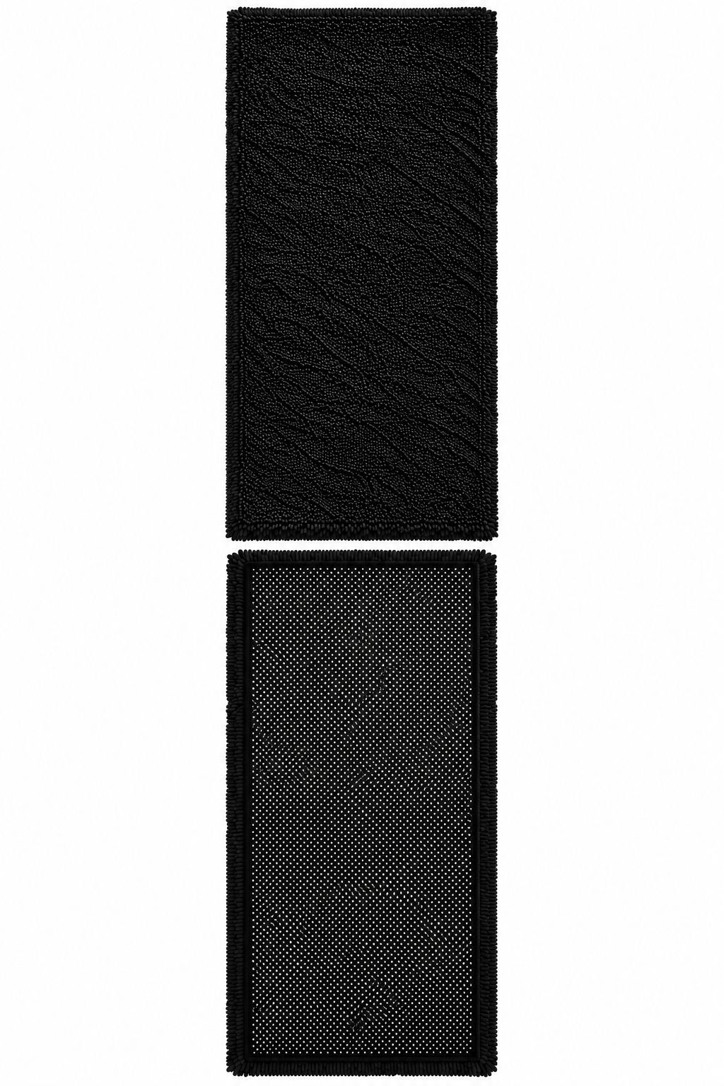 Beautiful Black 2 Inch long Pile Premium Microfiber Bedside Runner -  Soft Feel, Anti-Skid Backing