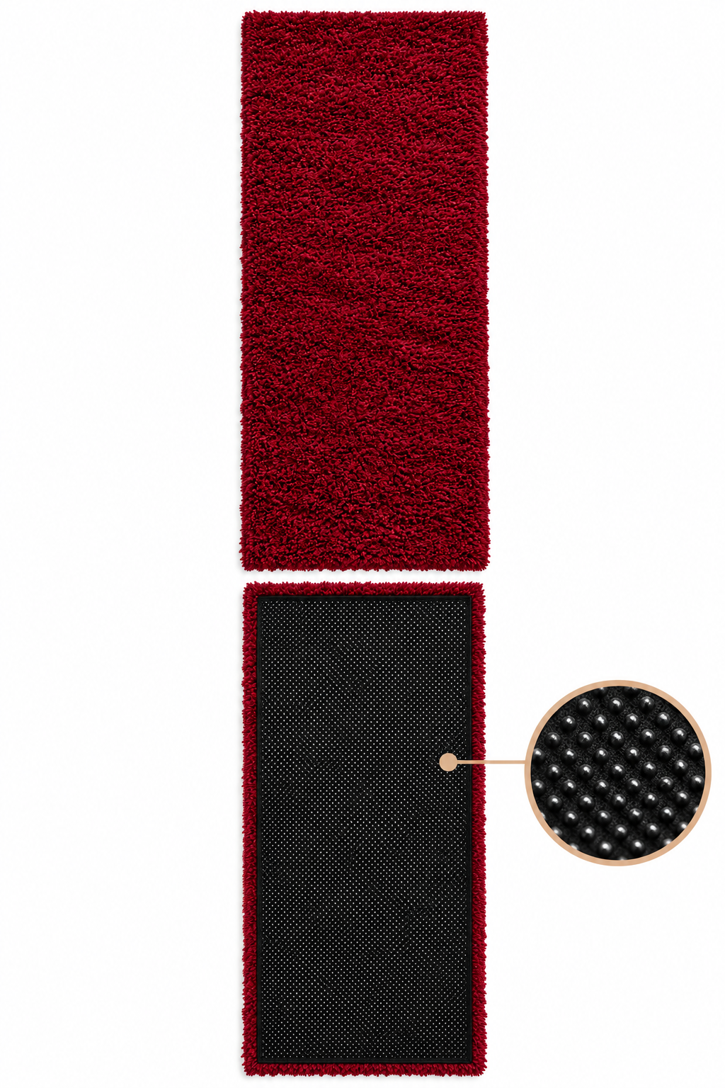Maroon 2Inch long pile Premium Microfiber Bedside Runner Carpet - Soft Feel, Anti-Skid Rubber Backing