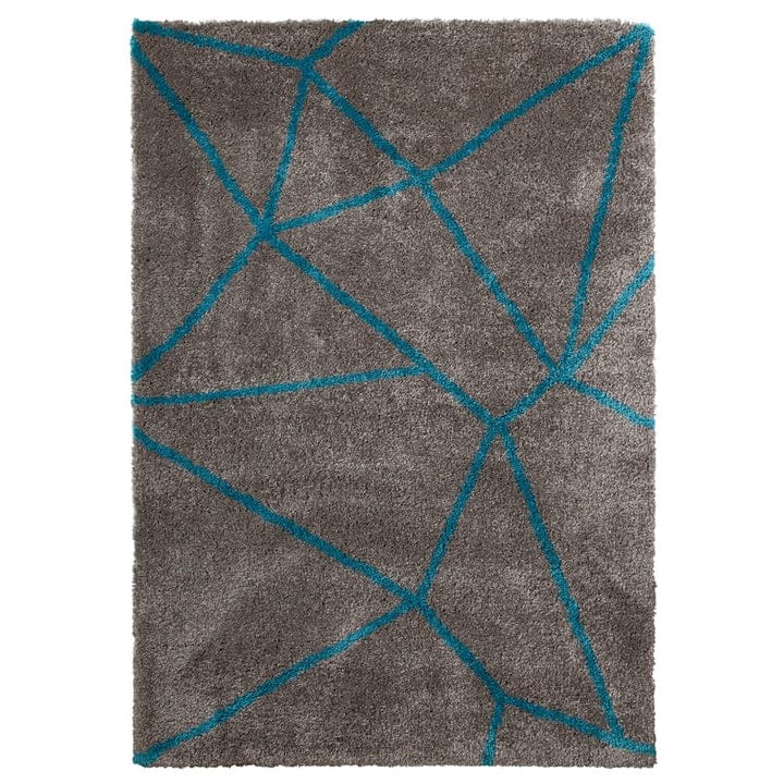 Aqua and Grey Modern Shaggy Carpet